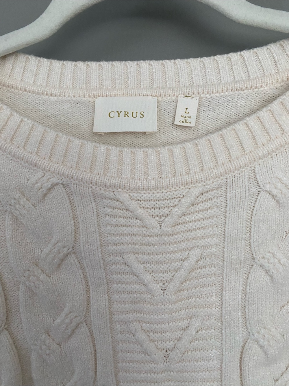 Cyrus Cream Cable-Knit Crewneck Sweater